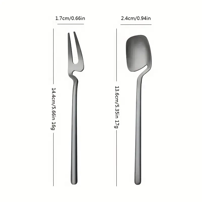 6 12pcs set of stainless steel spoons creative sandblasting cup spoons western knife and fork spoons dessert coffee spoons fork dessert spoons unique square spoon golden Product details 5