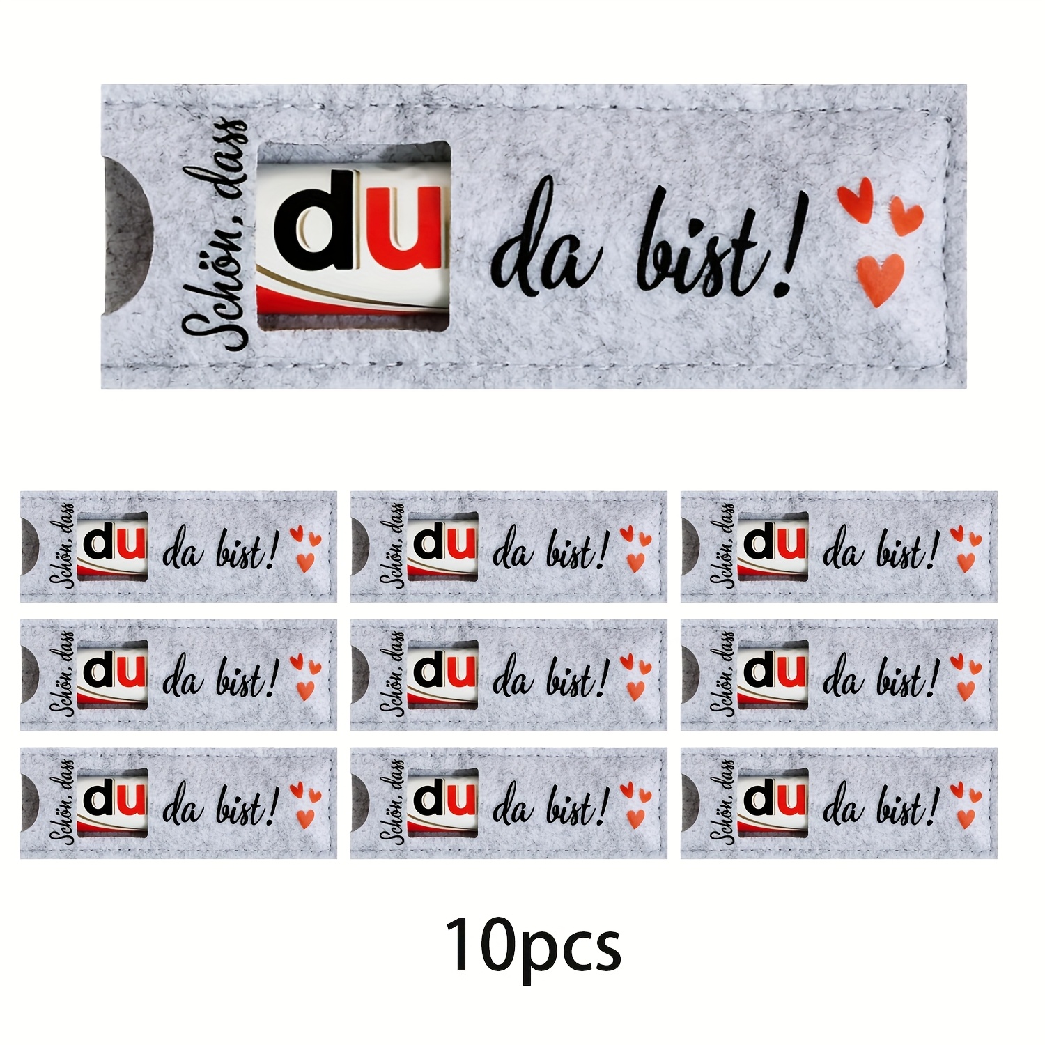 10pcs Felt Party Gift Box Packaging - German " Nice To Have You Here!" Chocolate Gift Box, Thank You Gift, Suitable For Wedding, Birthday, Communion, Confirmation, Baptism Guest Gifts