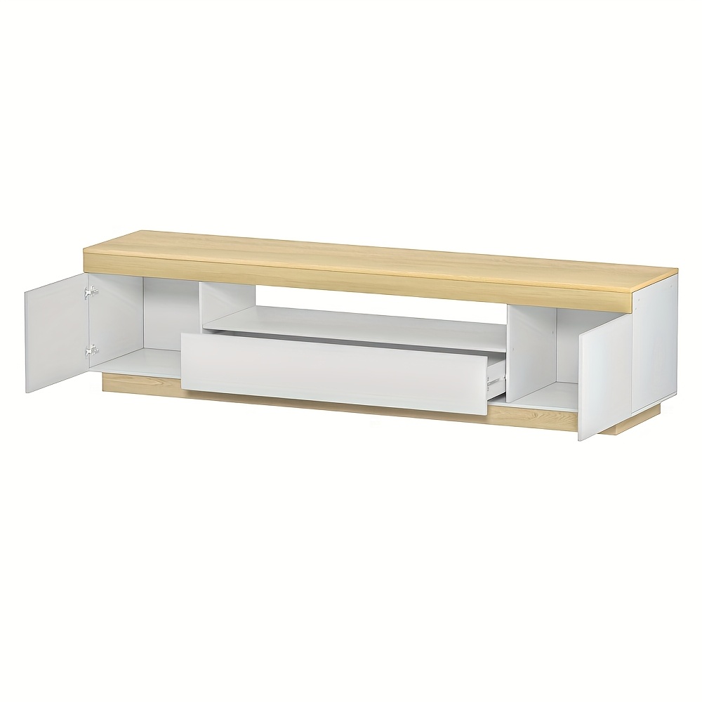     71 modern tv stand entertainment center with   white   2 cabinets storage drawer   wood melamine 180  assembly 3 2 cubic feet storage living room tv stand sleek cabinet melamine   Product details 4
