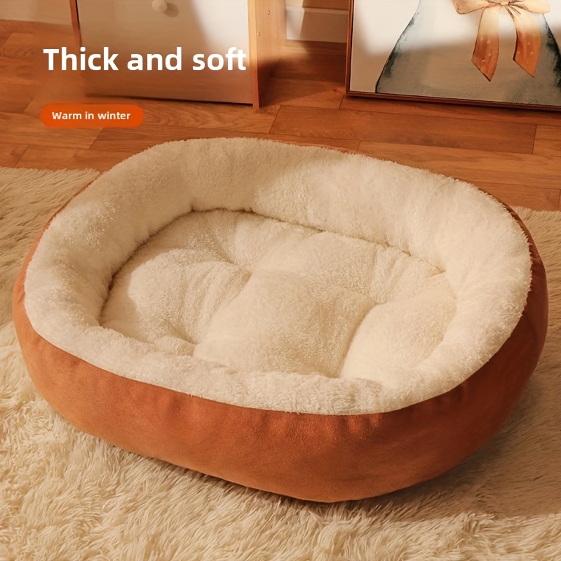 oval pet bed soft warm polyester removable washable cover comfortable nest for all cats small to medium dogs   cozy bedding bed for dog cozy textured surface Product details 2