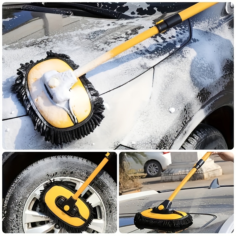 

Adjustable Car Washing Mop, Soft Long Handle Cleaning Brush, Car Maintenance, Telescopic Long Handle, Vehicle Automatic Cleaning Brush, , With Broom