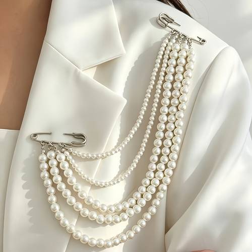 1pc womens fashion brooch french u shaped multi layered beaded tassel brooch pin suitable for daily casual wedding banquet and vacation wear ideal as a holiday gift for valentines day and mothers day