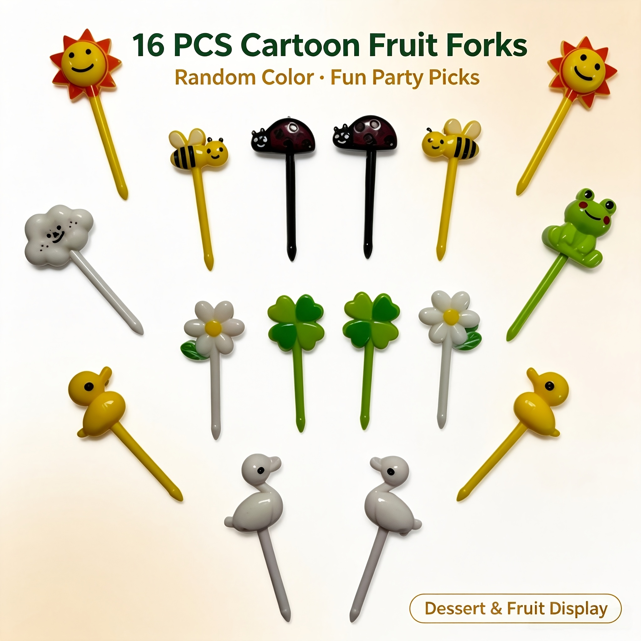 TEMU 16pcs Random Colors And Frog Duck Fruit Forks, Reusable Cute Picks, Suitable For Dessert And Fruit Parties, Family Gatherings, Holiday Use