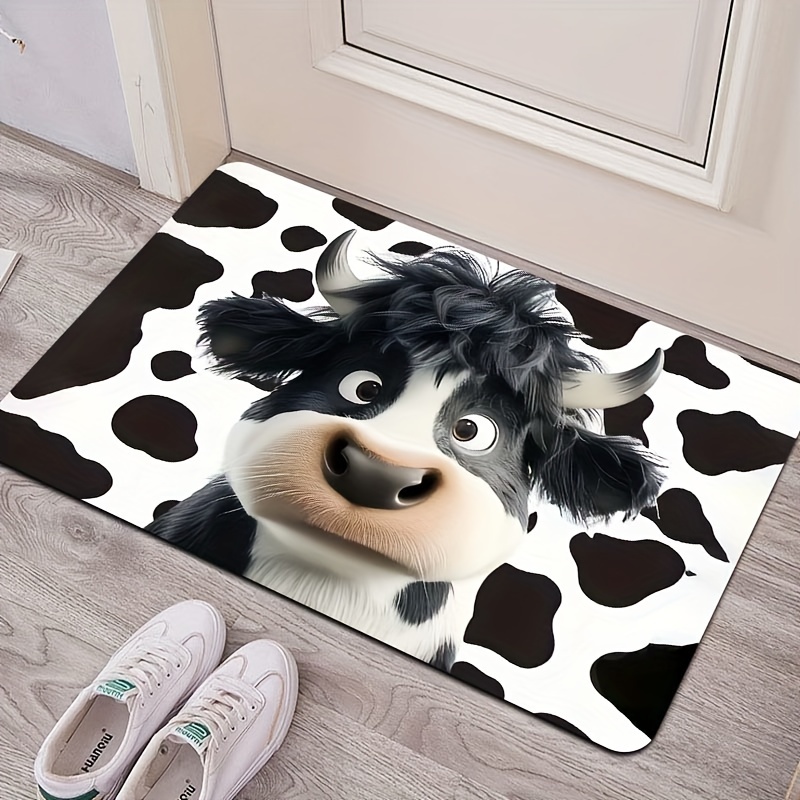 

Cow Pattern Area Rug - Washable, Pvc Backing, For , Bedroom, Kitchen, And Entryway Decor