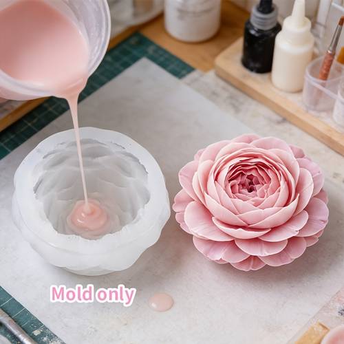 resin casting molds 3d peony shaped silicone molds that are heat resistant and non stick for easy demolding featuring clear textures and layers are suitable for such as scented candles gypsum stones