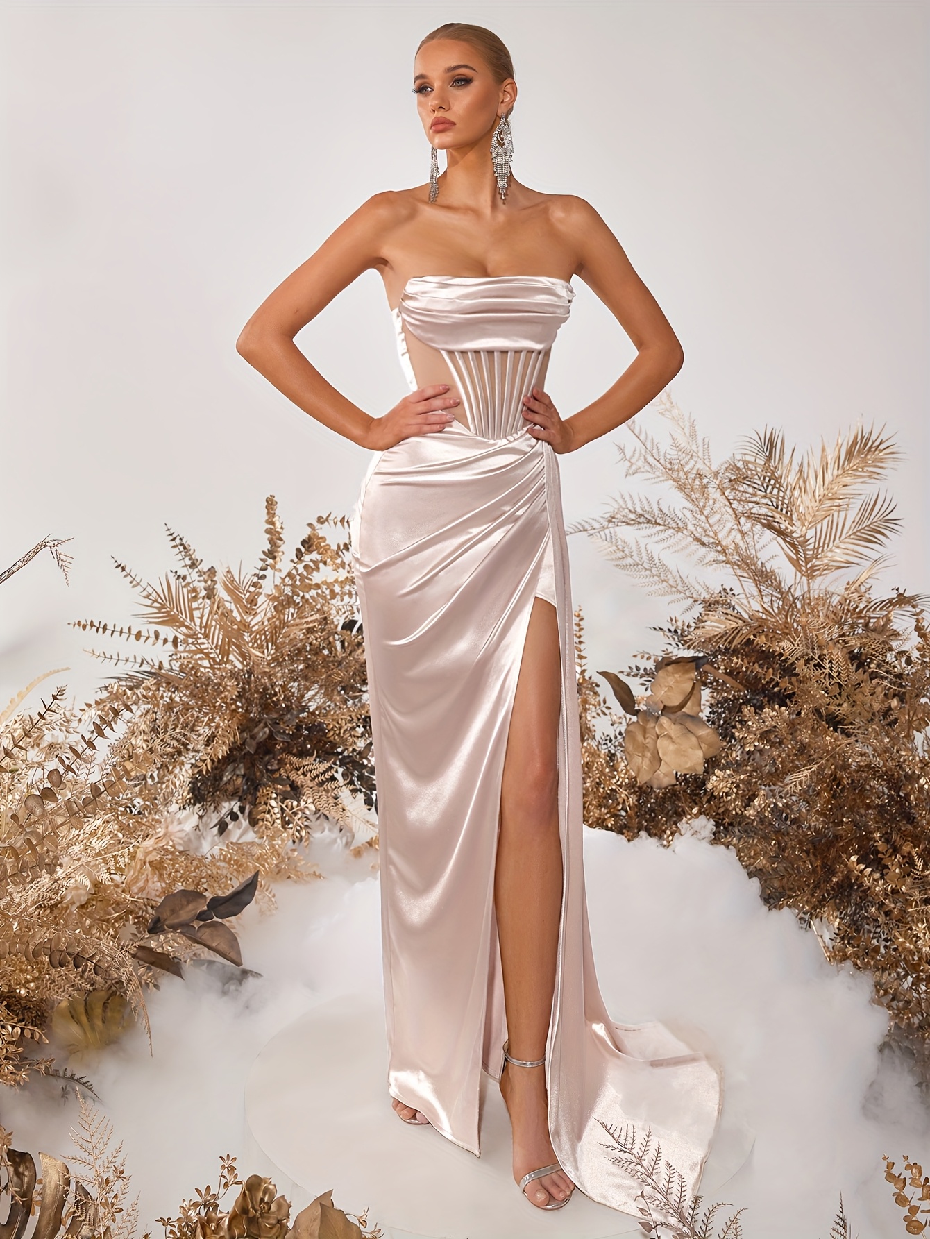 strapless formal dresses australia CALLISTA Strapless Chiffon A-Line Dress