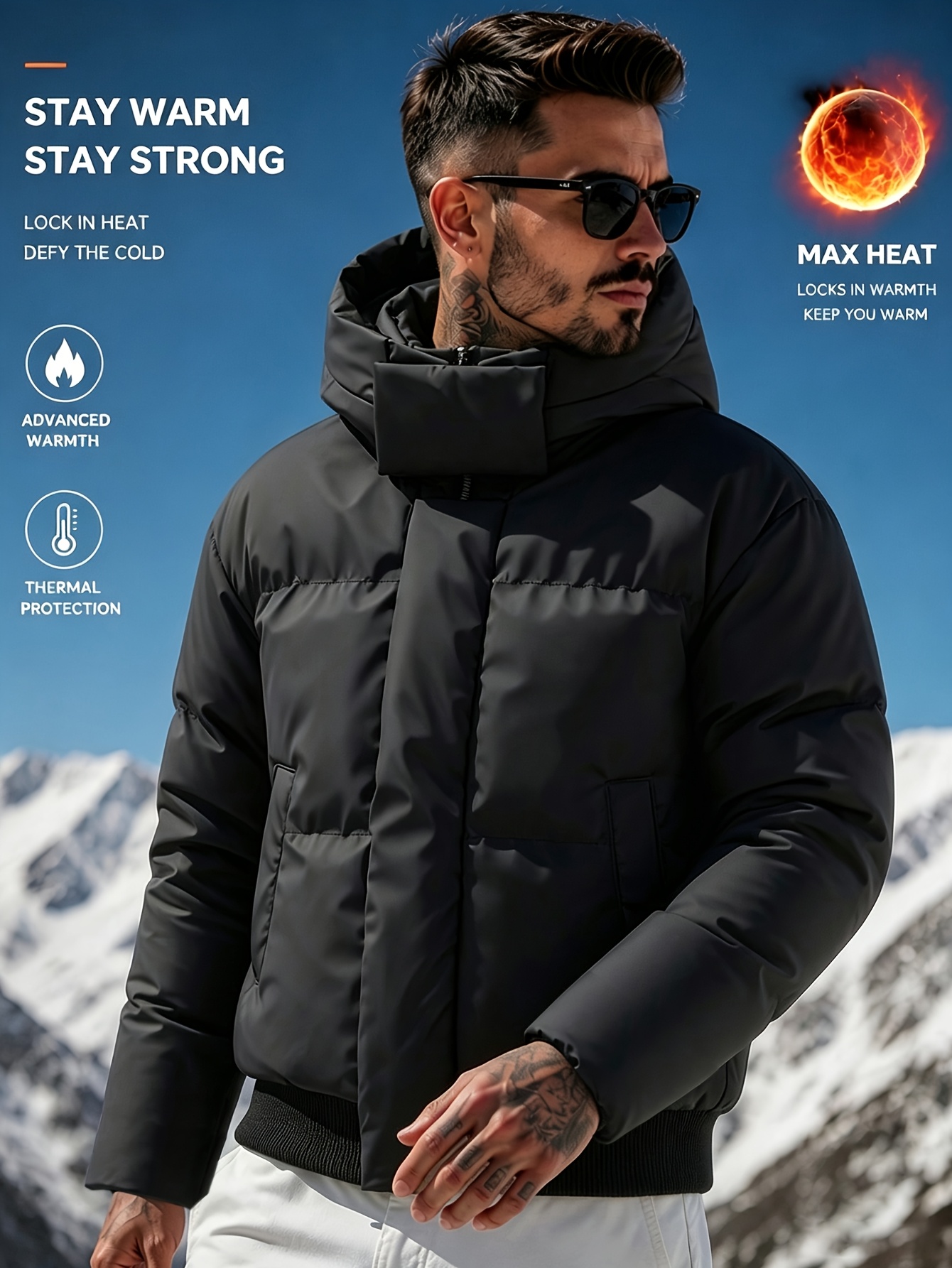 Men's Hooded Short Jacket for Autumn/Winter