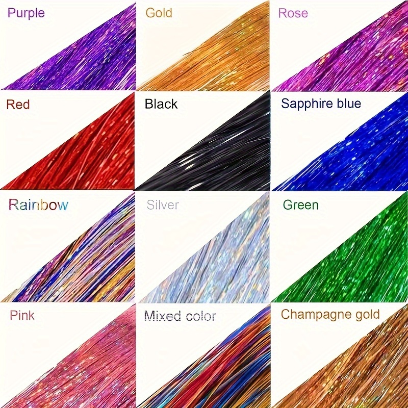 beautiful wig clips cross border laser   18pcs set tinsel hair colorful shiny golden and silvery thread gift box bb clips   hair extensions christmas gift Product details 2