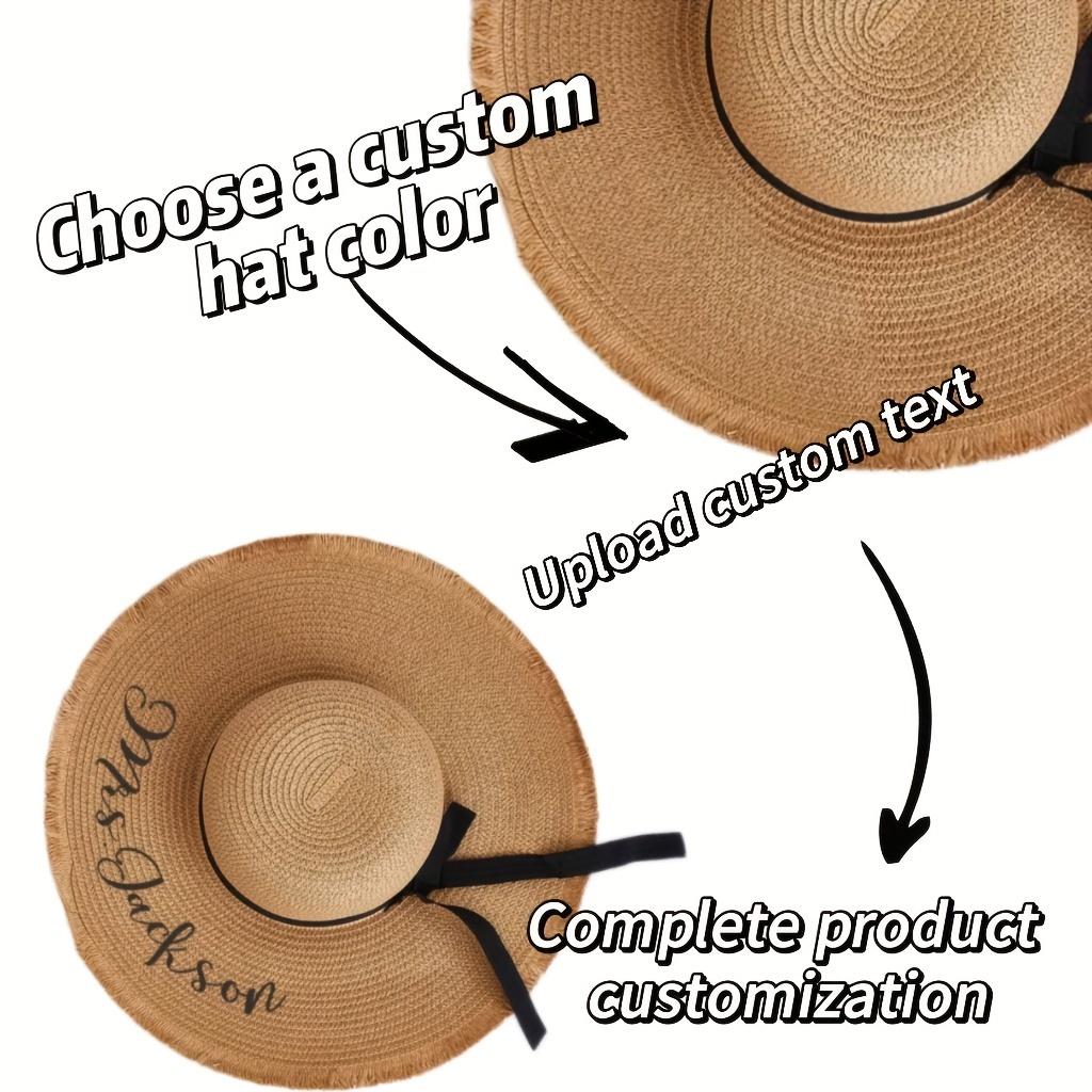 Beach Hat Wide Brim Sun Straw Hat Foldable Adjustable Chin - Temu