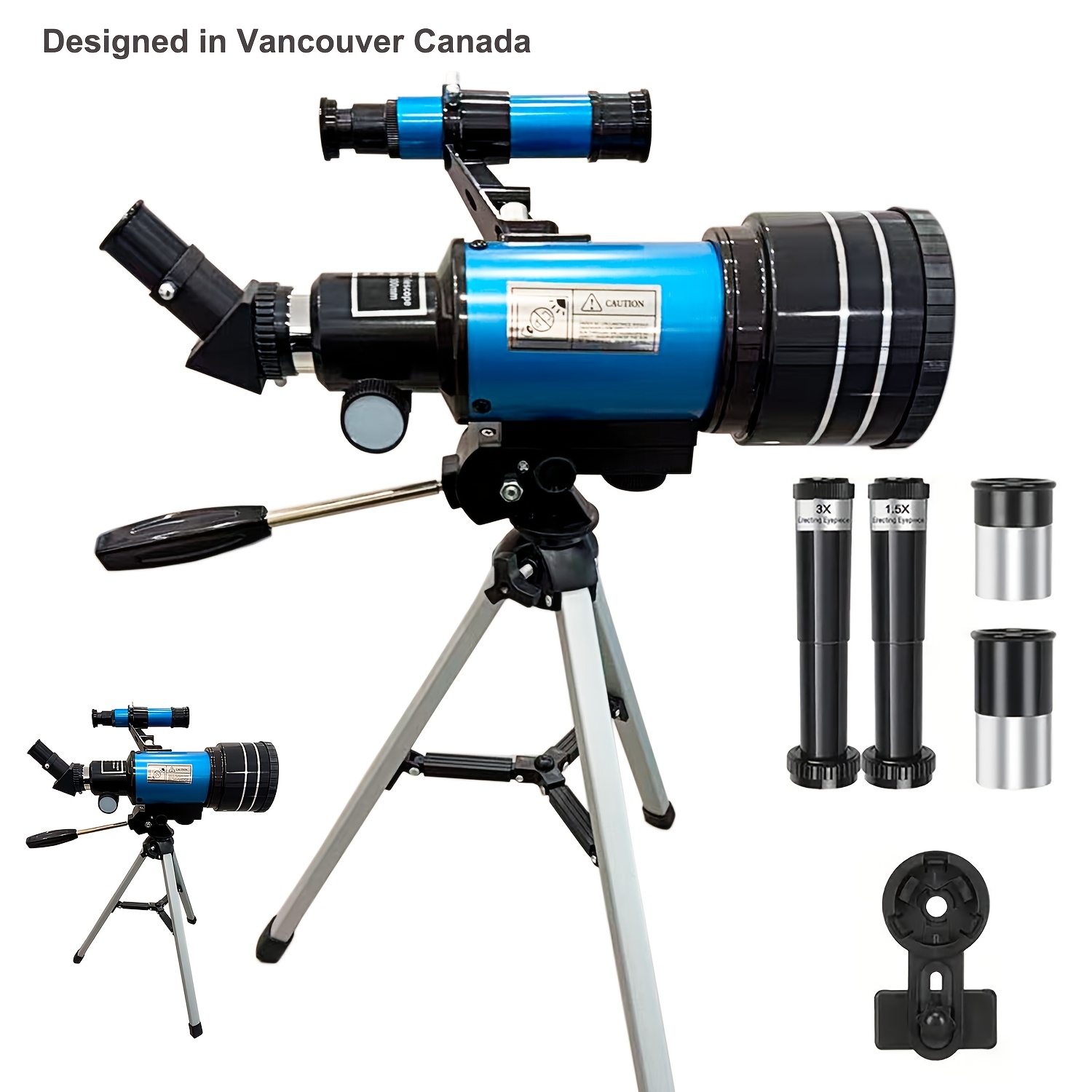 Hd Astronomical | Aluminum Body With Lens, High Power Fmc, 150x Zoom, 70mm Lens, Mobile Phone Holder, Manual Focus, White, Educational Science Tool By Fetchfalcon