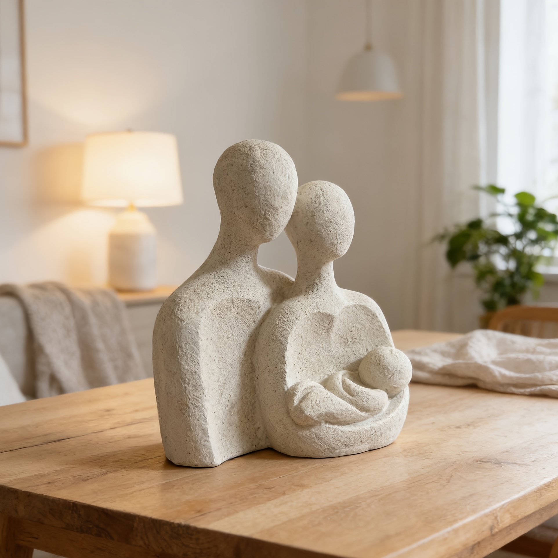TEMU Collectible Figurine, A Single Piece Representing A Family Of An Emotional Sculptureâresin Ornament, A Warm Embrace For Indoor Home Decor,