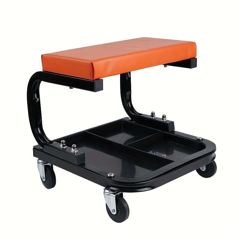 TEMU 265lbs Rolling Creeper Seat With 4 2.5in 360 °rubber Swivel Casters Creeper Seat With Under Car Tool Tray Used For Cars And Motorcycles Repair