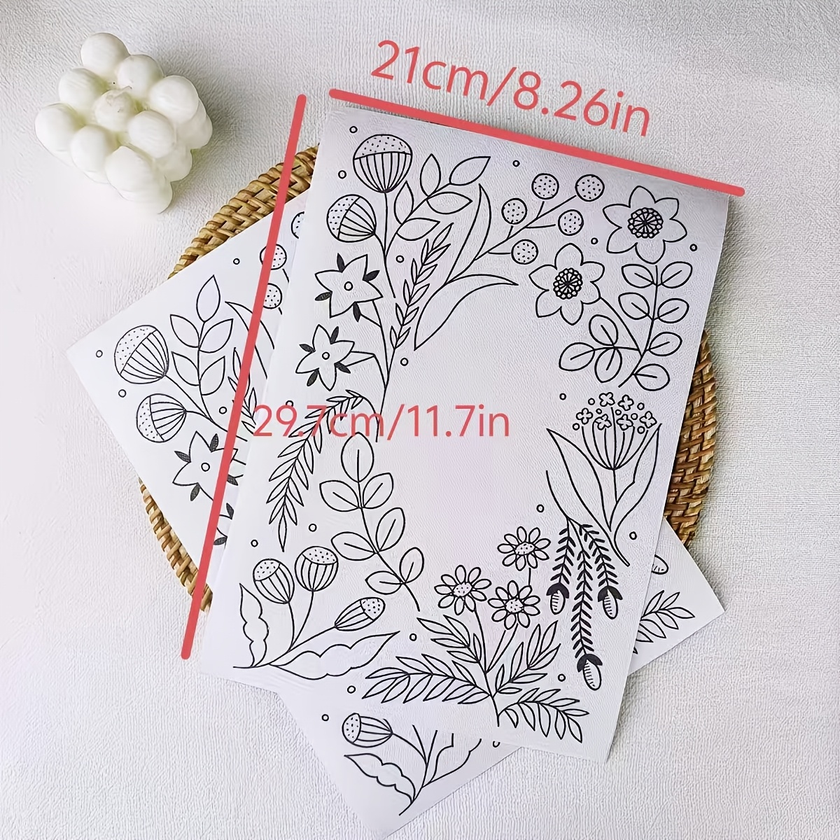 2pcs Pre-Printed Floral Embroidery Pattern with Stabilizer