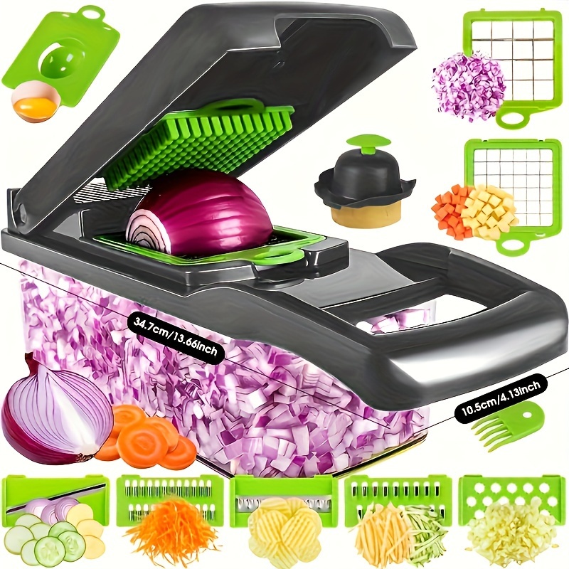 

14 In 1 Versatile Easy Vegetable Chopper, Onion Slicer And Dicing Machine Versatile Perfect For Slicing Potatoes, Tomatoes, Cucumbers And Carrots For Preparation