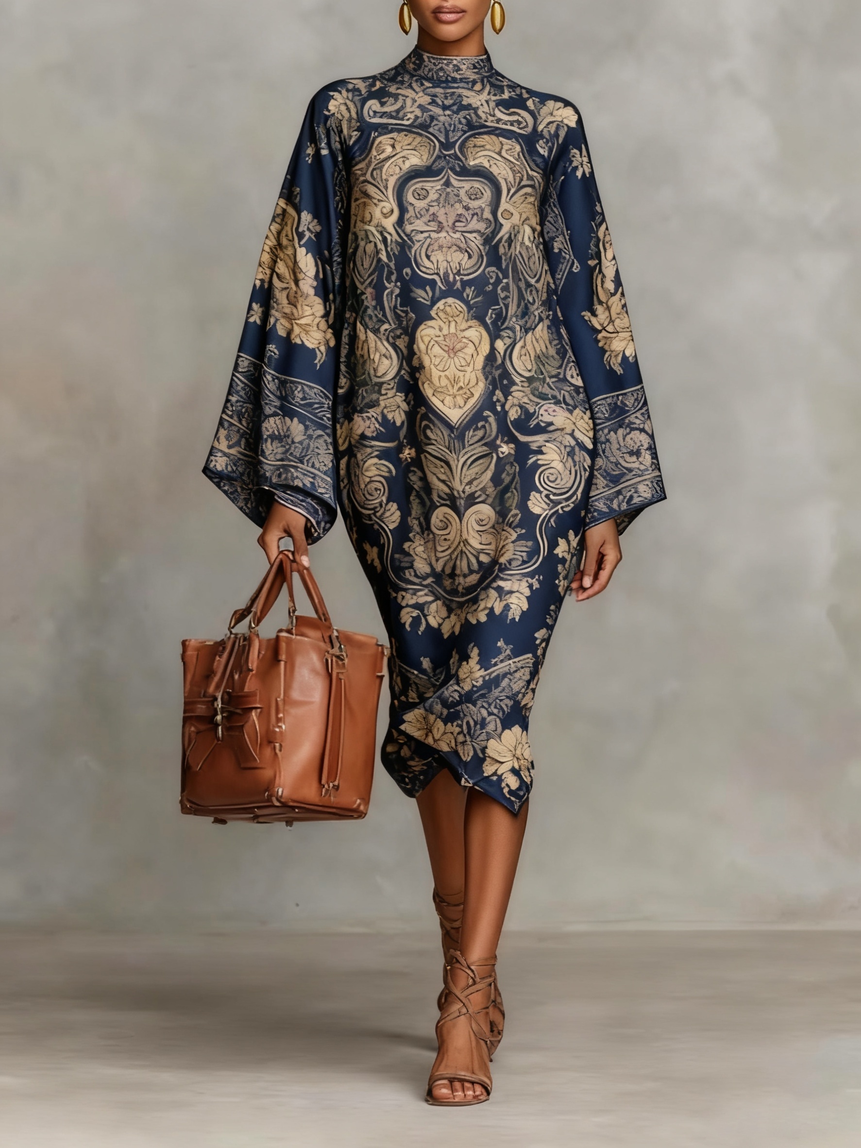 temu semi formal dresses Women's Elegant Paisley Print Maxi Dress Solid Staples