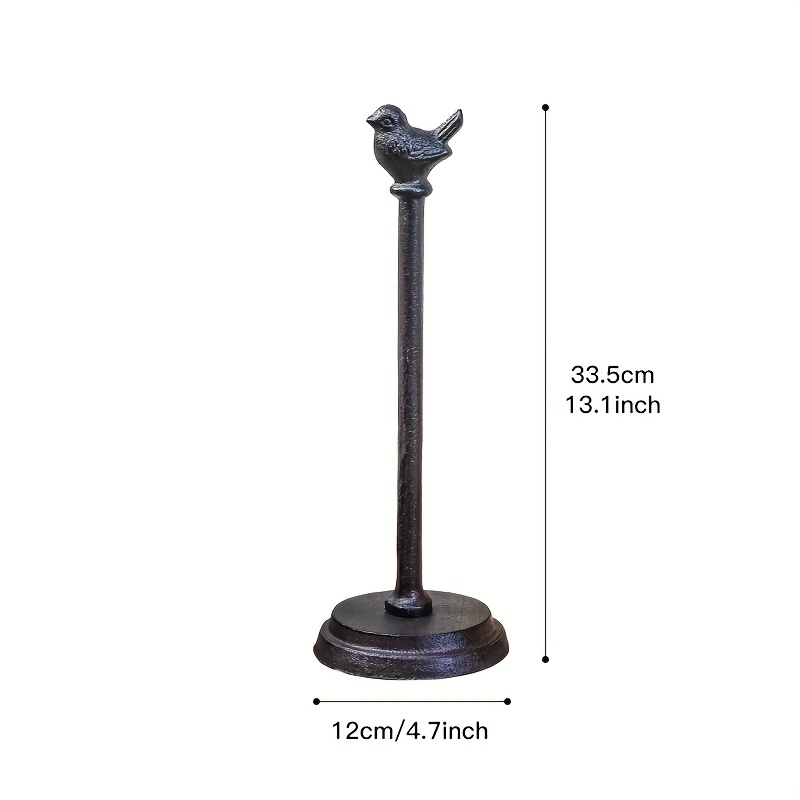 Image of 1pc Vintage Cast Iron Freestanding Chef Paper Towel Holder, Farmhouse Decor Rustic Decoration Kitchen Countertop Paper Towel Rack