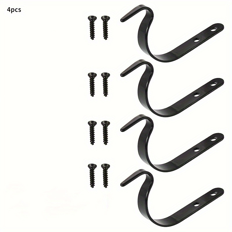 4pcs Metal Hooks With Screws J-hook Vintage Hanger Decor