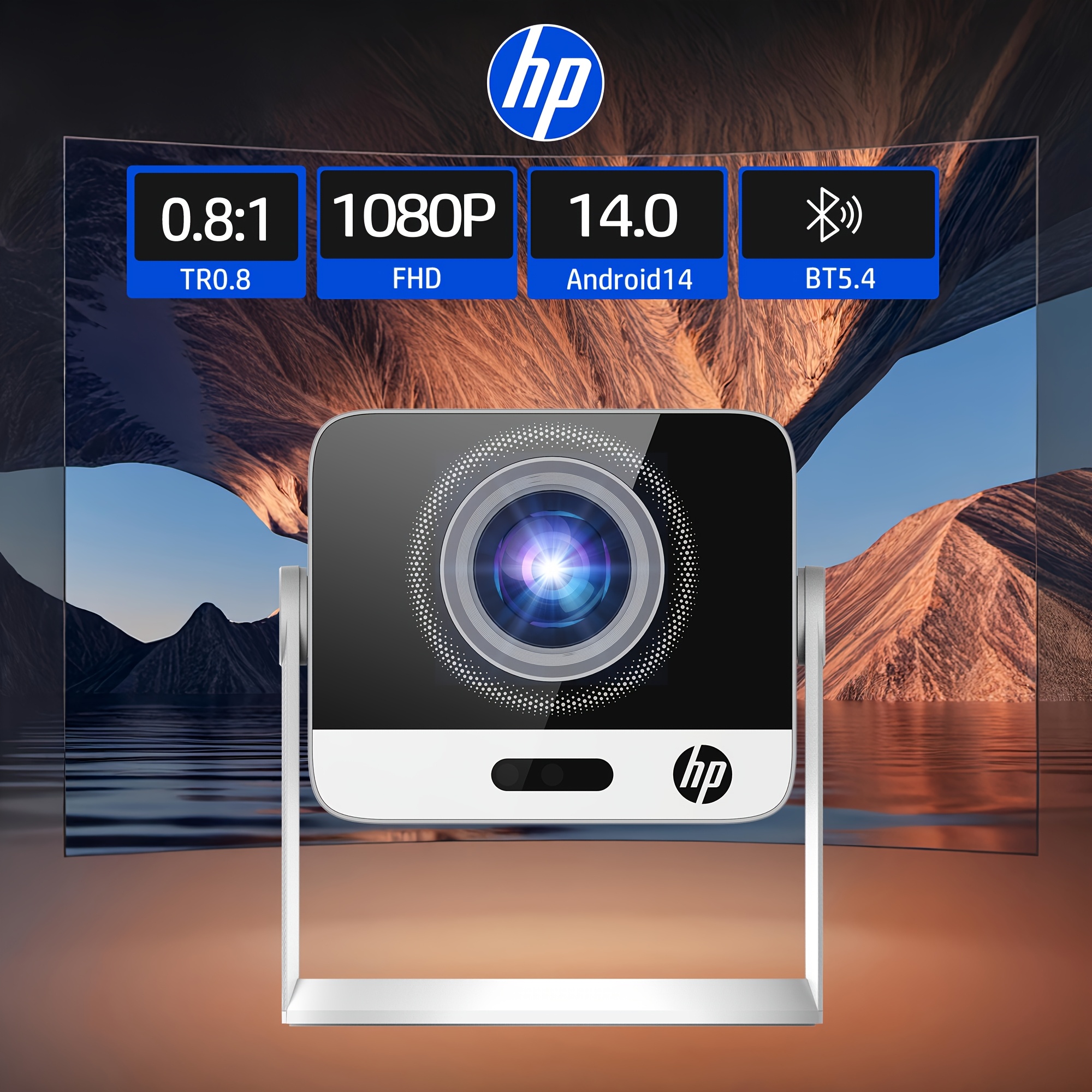 Image of Full Hd Projector Smart Projector Local 1920x1080p, Supports 4k, 14 For Outdoor And Bedroom, With Wifi And Wireless 5.4 Short Throw, Auto Focus And Keystone, Built-in Speaker, Usb-c