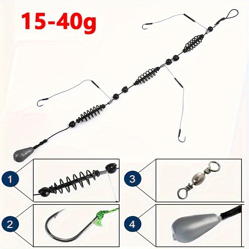 

1pc 15/30/40g Fishing String Hook With Bait Feeder, Catfish Jigs, Carp Fishing Tackle