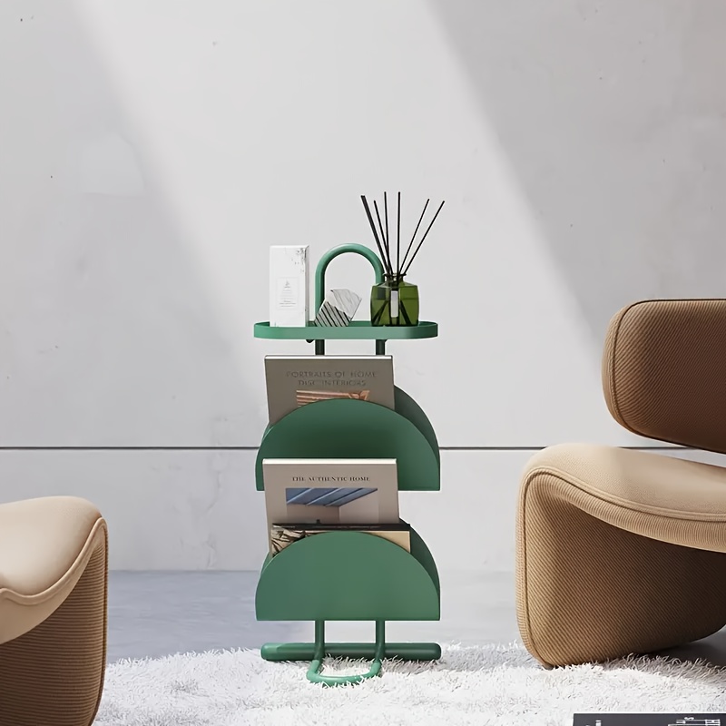 compact multi tier side table no assembly needed sturdy metal construction with open shelving space saving end table for living room bedroom balcony home office modern minimalist decor bedroom storage creative shelf design Product details 2