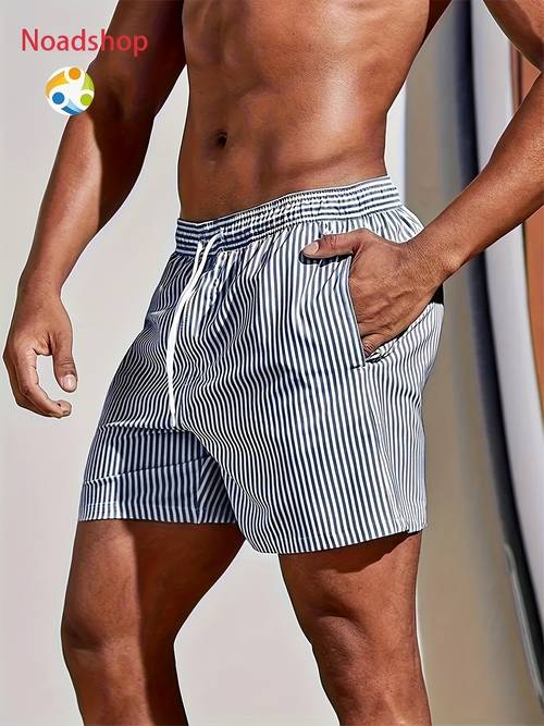 summer mens striped print beach shorts