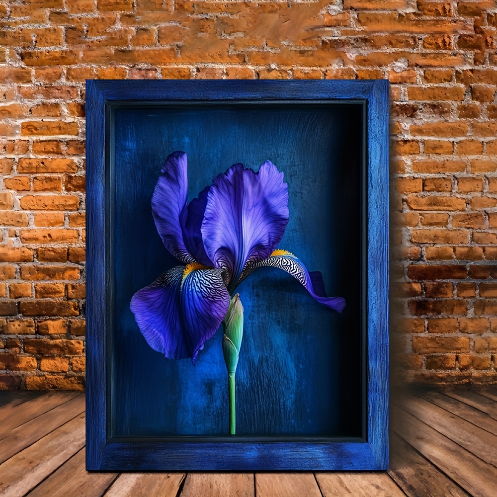 TEMU 2d Flat, 1pc Violet Flower Canvas Wall Art - 11.8x15.7 Inch Vibrant Floral Print With Pine Wood Frame, Design To Highlight Natural Texture,