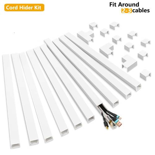 1 pack of 3 3 meter cable covers large wall mounted cable management for hiding wires cable conduit kit for tv installation wire hides for home office 10x 33 cm long 2 4 cm wide 1 4 cm high cable