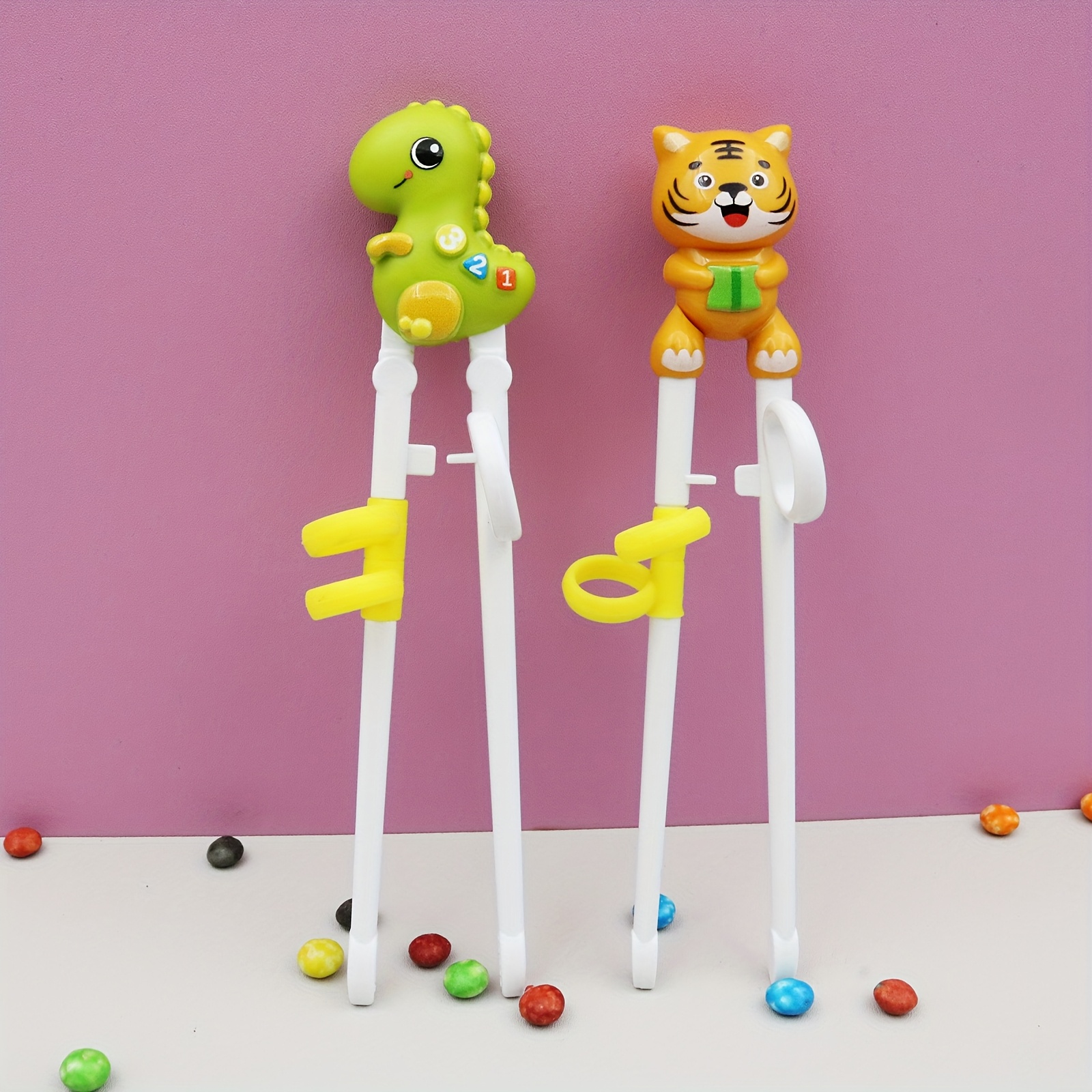 2-4pcs Chopsticks, Learning Chopsticks Helper For, Training Chopsticks With Animals For Beginners (tiger/elephant/dinosaur)