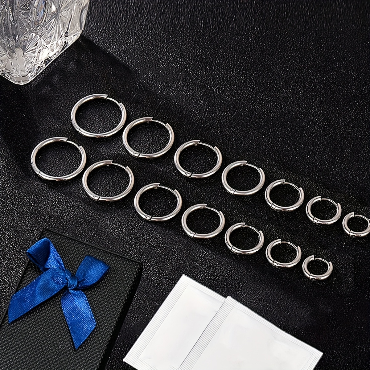 TEMU 7 Pairs Of Stylish And Minimalist Stainless Steel Earring Sets, Available In Multiple Colors And Sizes, Suitable For Daily Or Party Use, And As