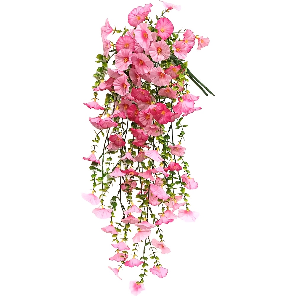 Image of 2pcs Artificial Hanging Flowers Fake Outdoor Plants, Fake Flowers With Eucalyptus Leaves, Uv Resistant Realistic Hanging Flowers Home Garden Decoration (pink + Light Pink)
