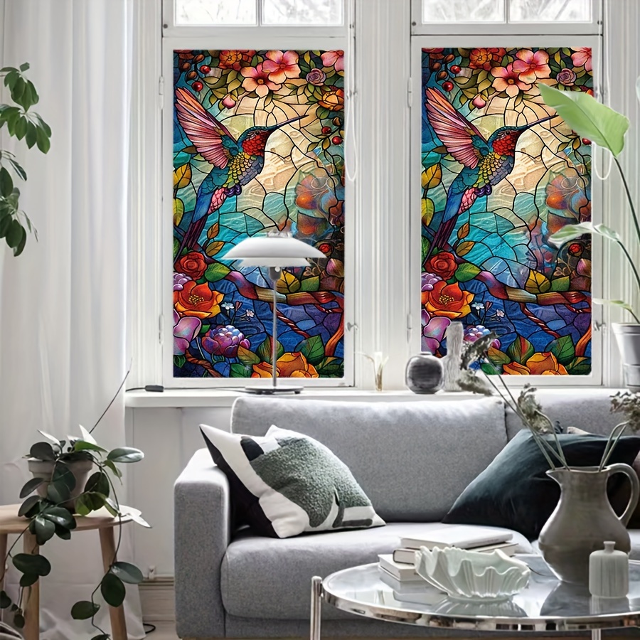 

Colorful Bird Privacy Window Film - Electrostatic Pvc Glass Decal For Bedroom, Living Room, Kitchen & Bathroom - Easy Peel & Stick Installation