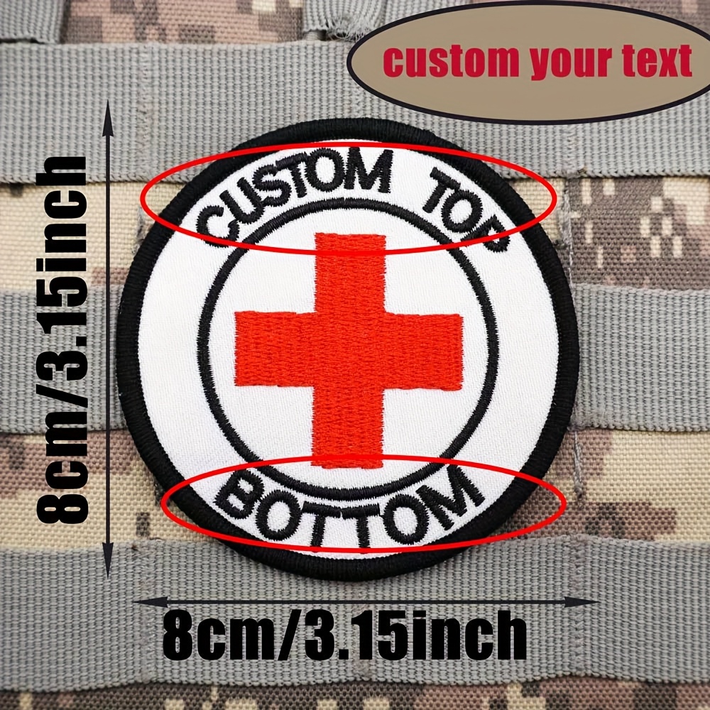 Image of [open Customized Products] A Personalized Customized Logo Cross Embroidery Name Tag Patch Embroidery Patch With Adhesive, Used For Clothing Vest Vest Decoration Name Tag Patch Backpack Badge Sticker