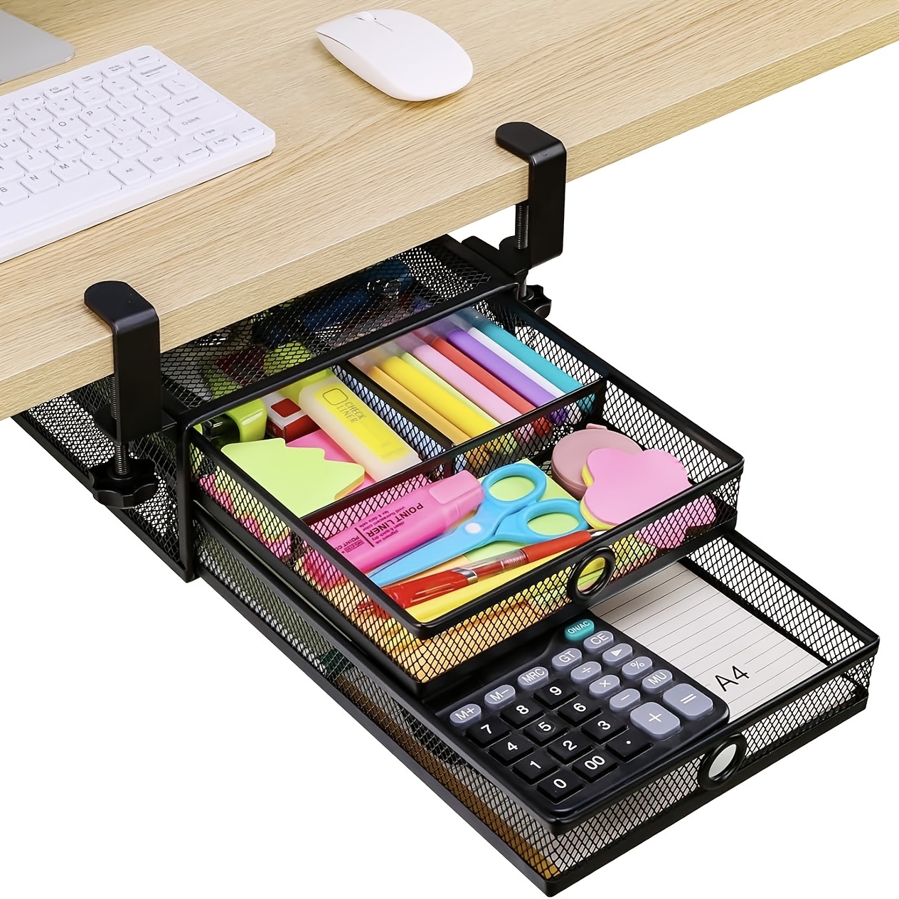 

1pc 2- Desk Drawer Organizer, Out -on For Office Supplies,