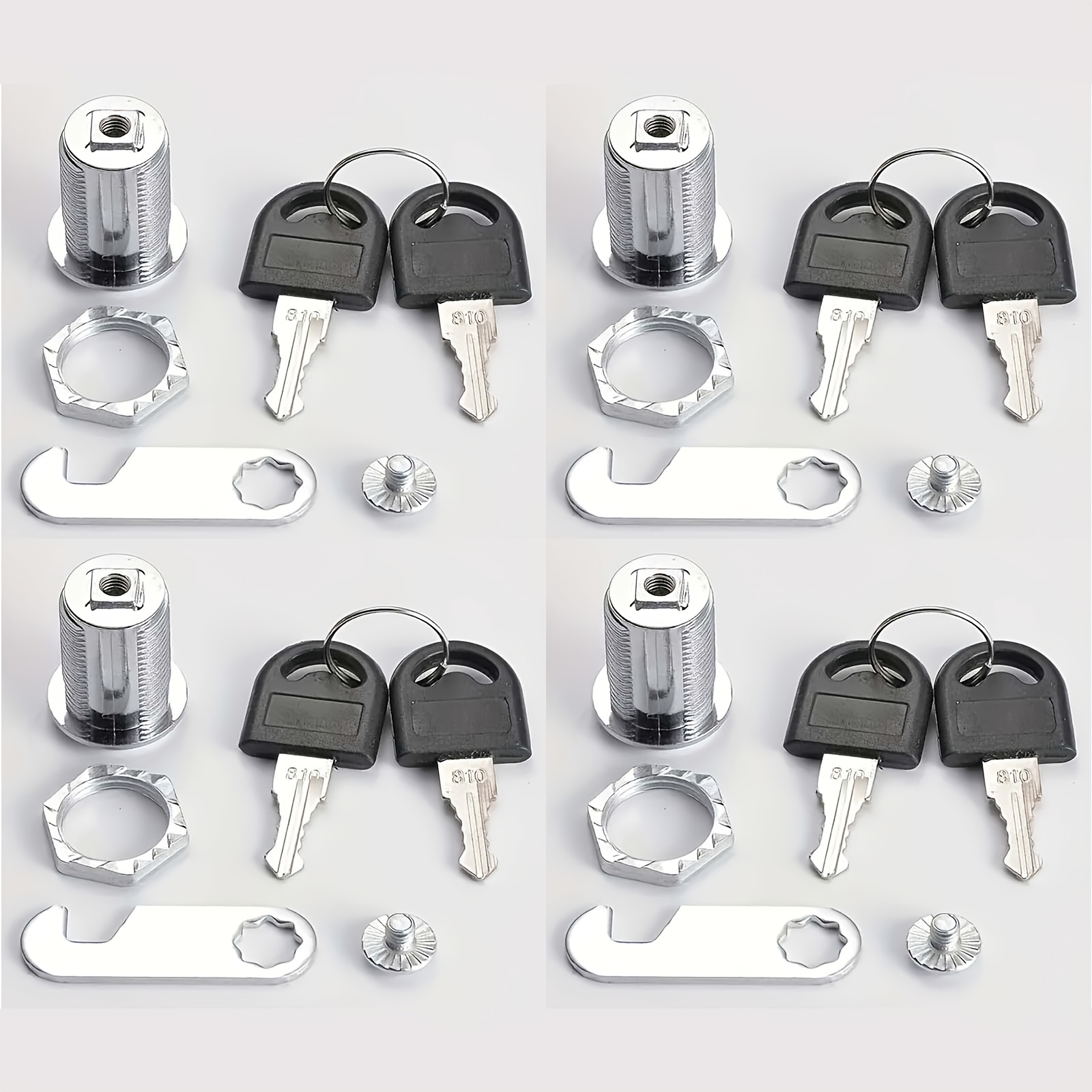 TEMU 4-pack 16mm Metal Cabinet With Keys - For Office Filing Cabinets, Drawers, Mailboxes & Storage Lockers, Manual Entry