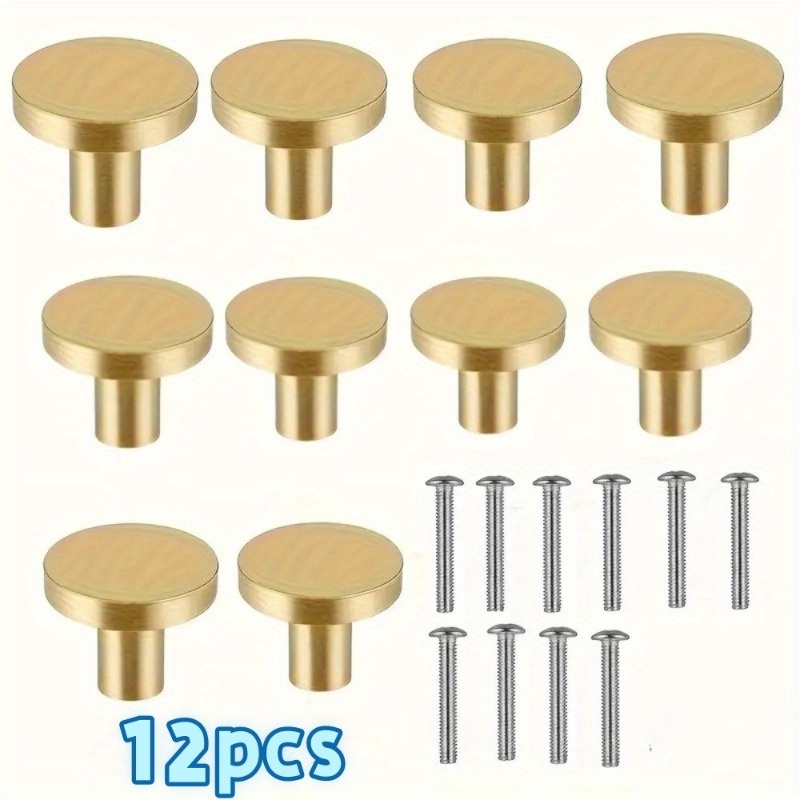 TEMU 12pcs Heavy Metal Cabinet Knobs And Drawer Handles - Grip-finished Hardware, Single-hole Installation With Screws, Modern Elegant Pull-out Rod,