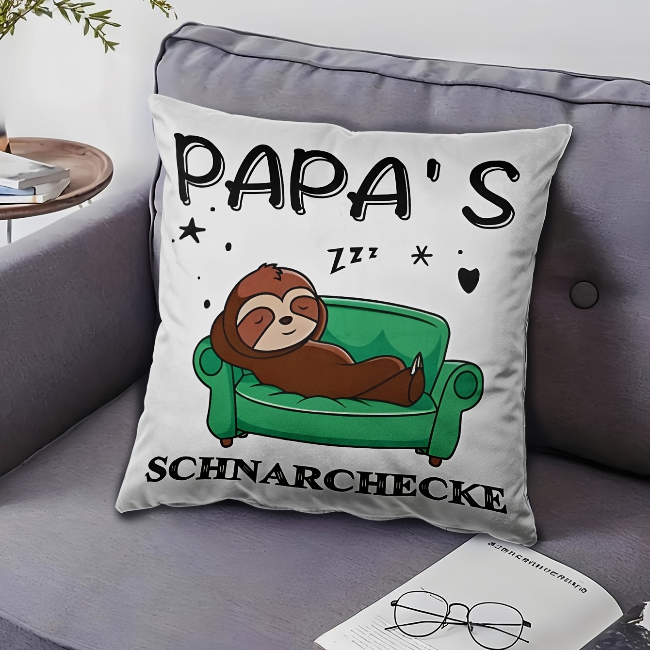 A White Pillowcase Featuring A Lazy Sloth Design, Perfect As A Gift For Dad On His Birthday, Christmas, Or Father's Day. Pillow Insert Not Included