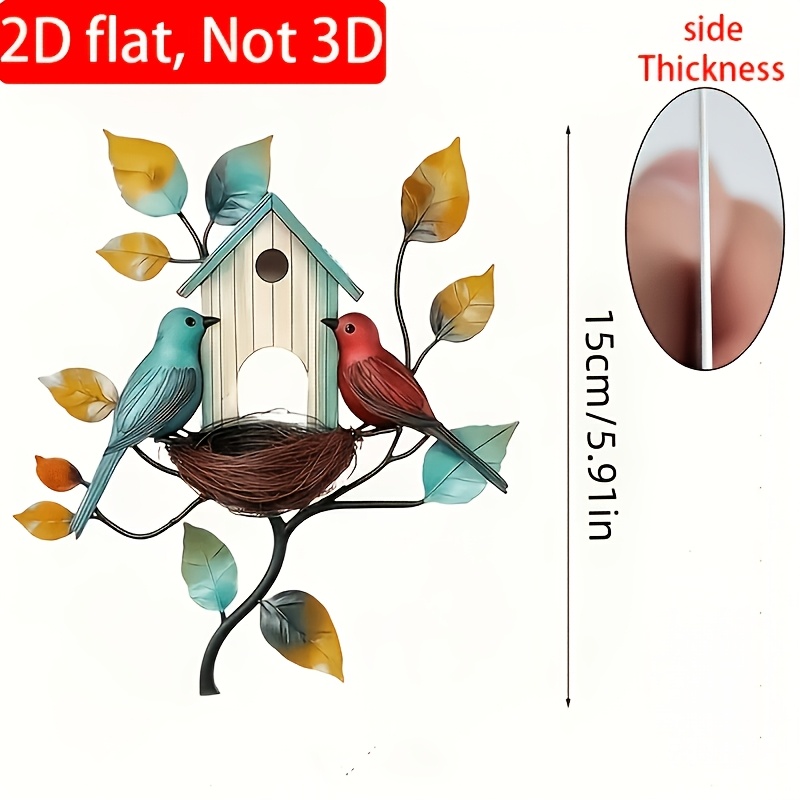 TEMU 2d Flat, [2d Flat] 2d Acrylic Nest Wall Art Suitable For Outdoor/ Decoration - Modern Minimalist Irregular Shaped Panel With Bird, Lightweight