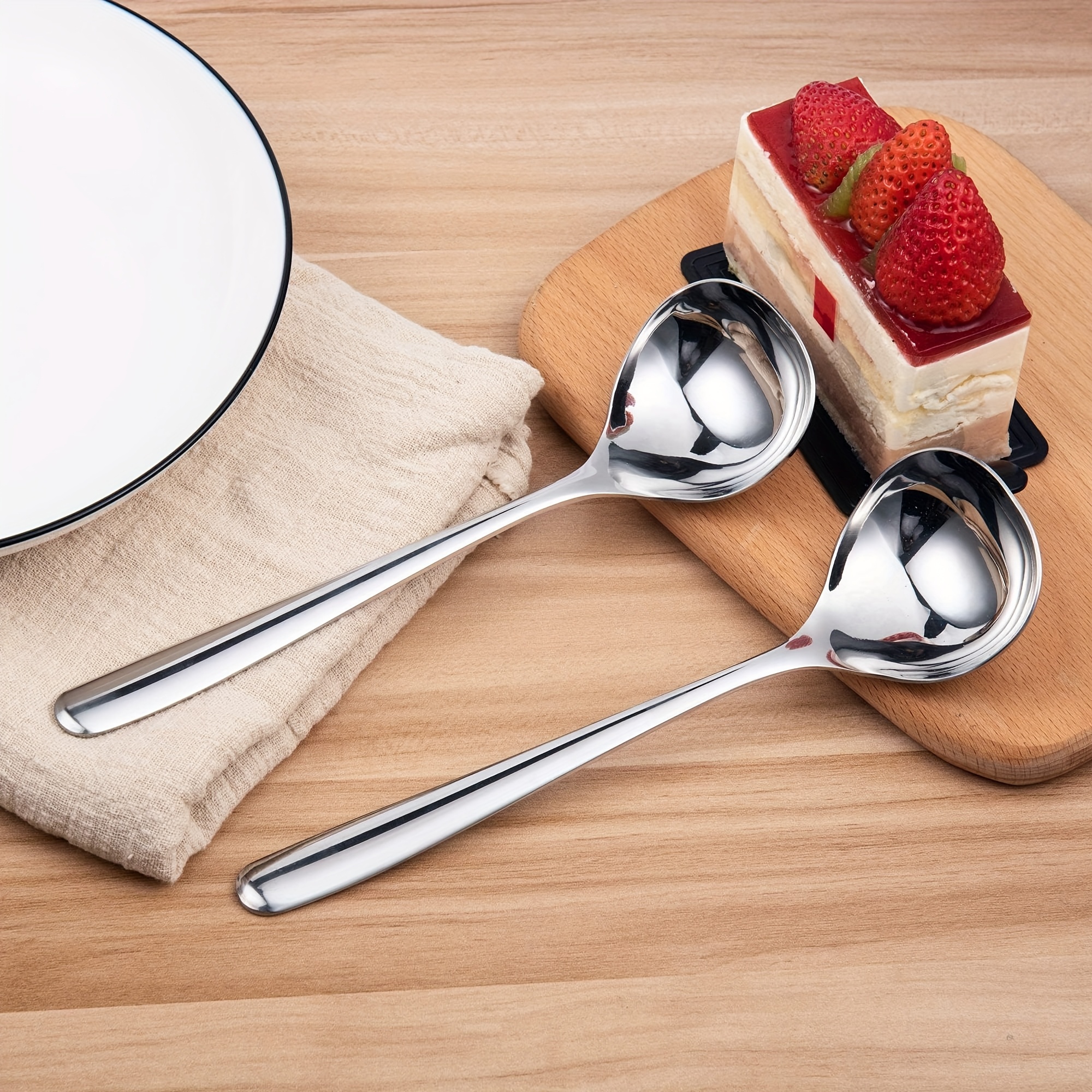 TEMU 2 Peças de Concha Longa em Aço Inoxidável Durável, Utensílio Ideal para e Restaurantes de Fondue
