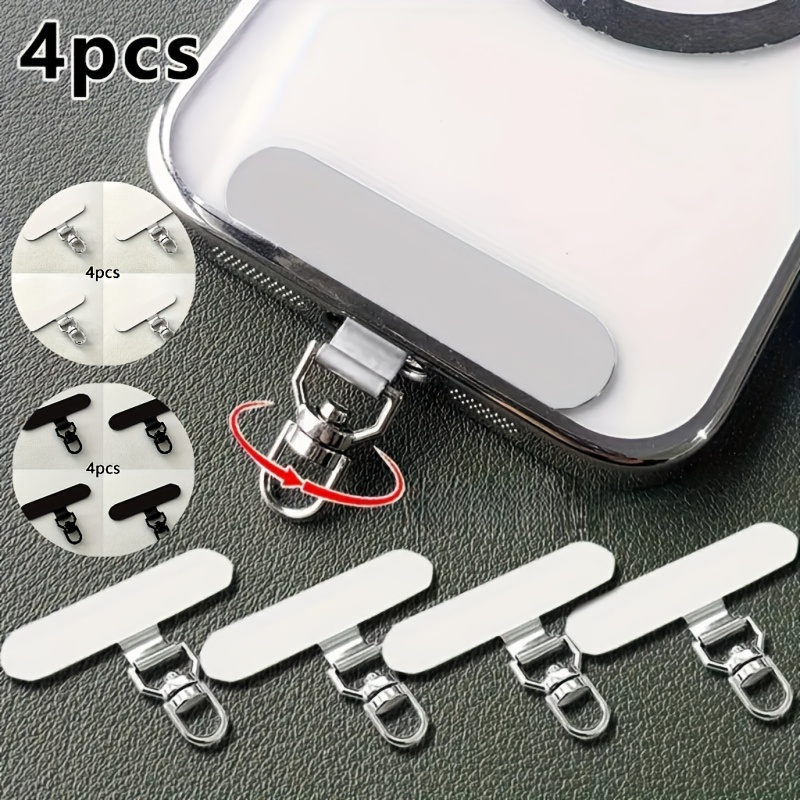 TEMU 4 Upgraded Of 360 ° Rotating Stainless Steel Phone Lanyard Connector, Ultra-thin Metal Clip, Won't Damage Your Phone, Safe Wrist Strap Pendant,