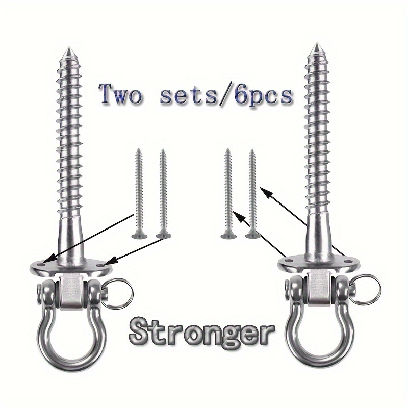 

6pcs/2pcs Swing Hangers Swing Set Hooks Stainless Steel Hooks For Porch Swing, Chair, Heavy Bag, Yoga Silk, Suspension Straps, Gymnastics Rings More Reliable