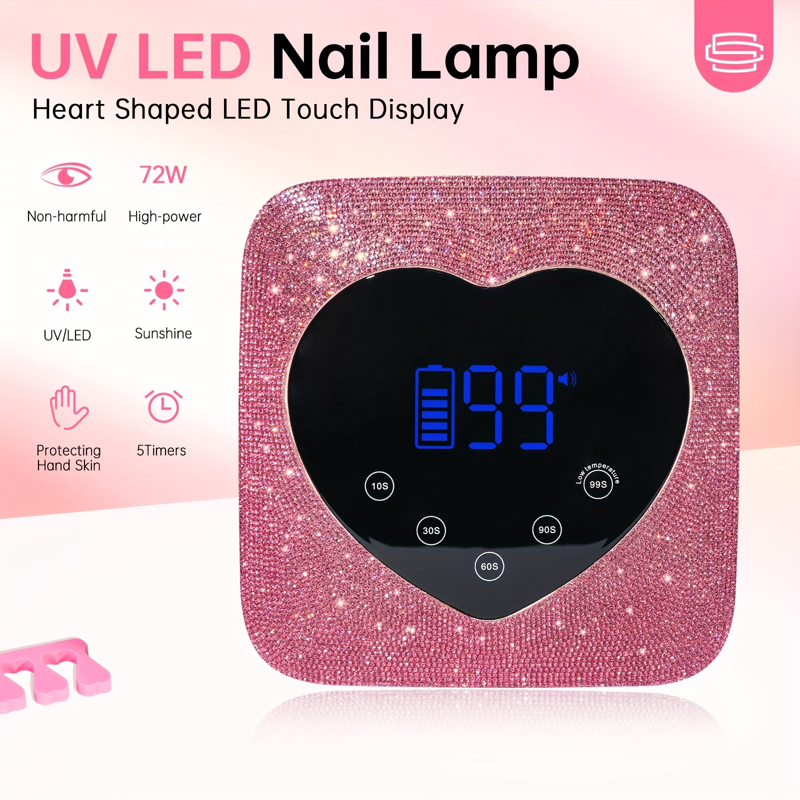 

Uv Led Nail Lamp Rechargeable Sparkly Wireless Nail Dryer Gel Polish Light With 5 Timer Setting Professional Quick Dry Curing Lamp Pink With Display Auto Sensor For Salon & Home