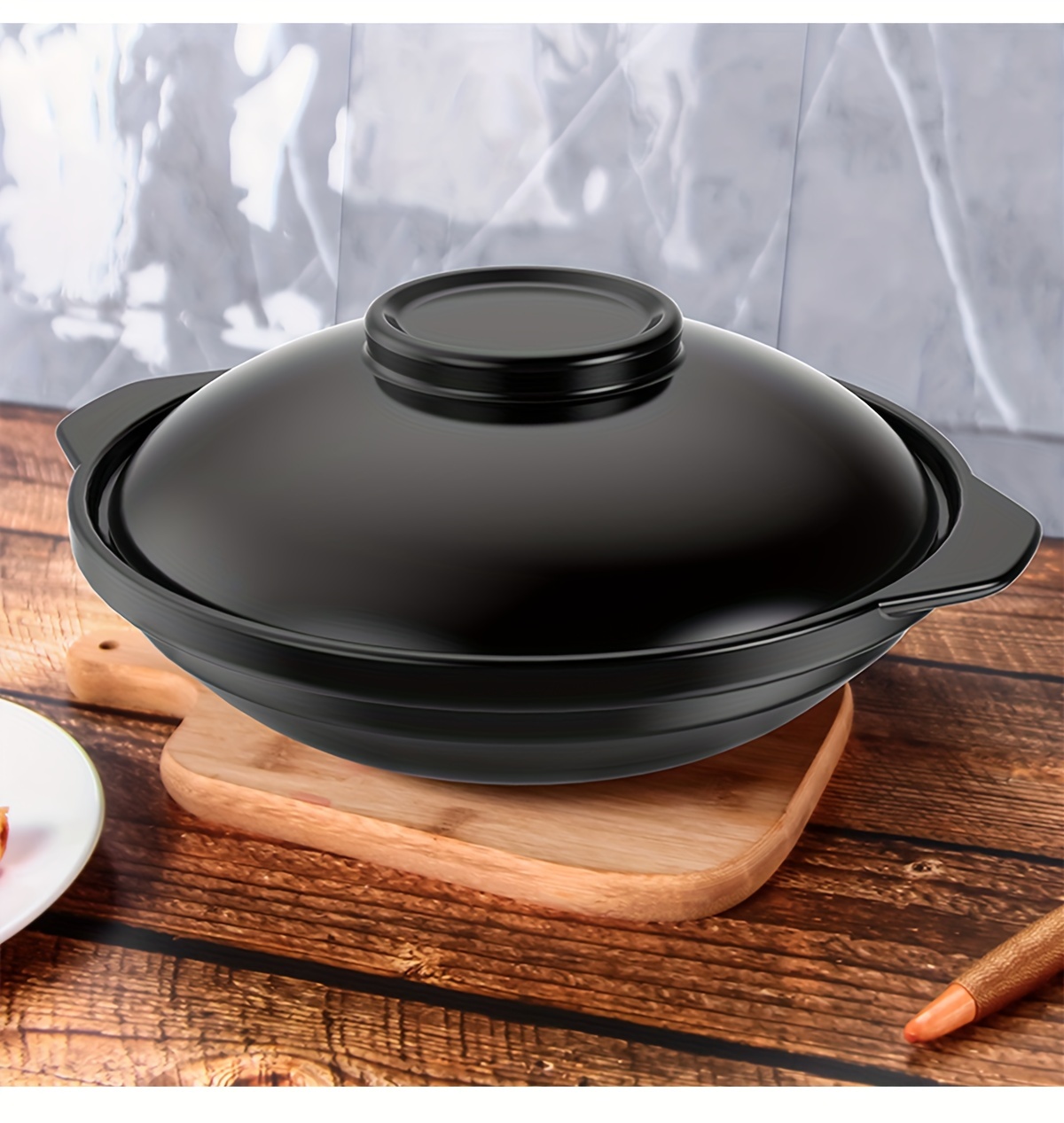   oval ceramic casserole dish with lid 2l large capacity hand wash only ceramic braiser pan versatile clay pot for cooking ideal for gas microwave stovetops suitable for 2   details 5