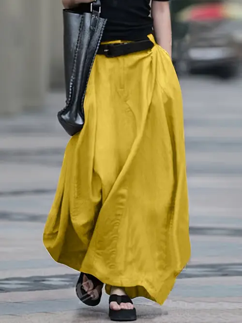womens line maxi skirt with belt casual loose fit machine washable asymmetrical hem spring waisted skirt