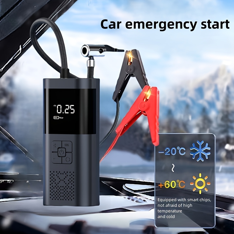 TEMU Portable Car Inflation Pump And Emergency Supply, 150psi Pressure Gauge And Led Light, Suitable For 12v (8.0l Gasoline/1.72 Gallon ) Car Battery Car Parts Tool