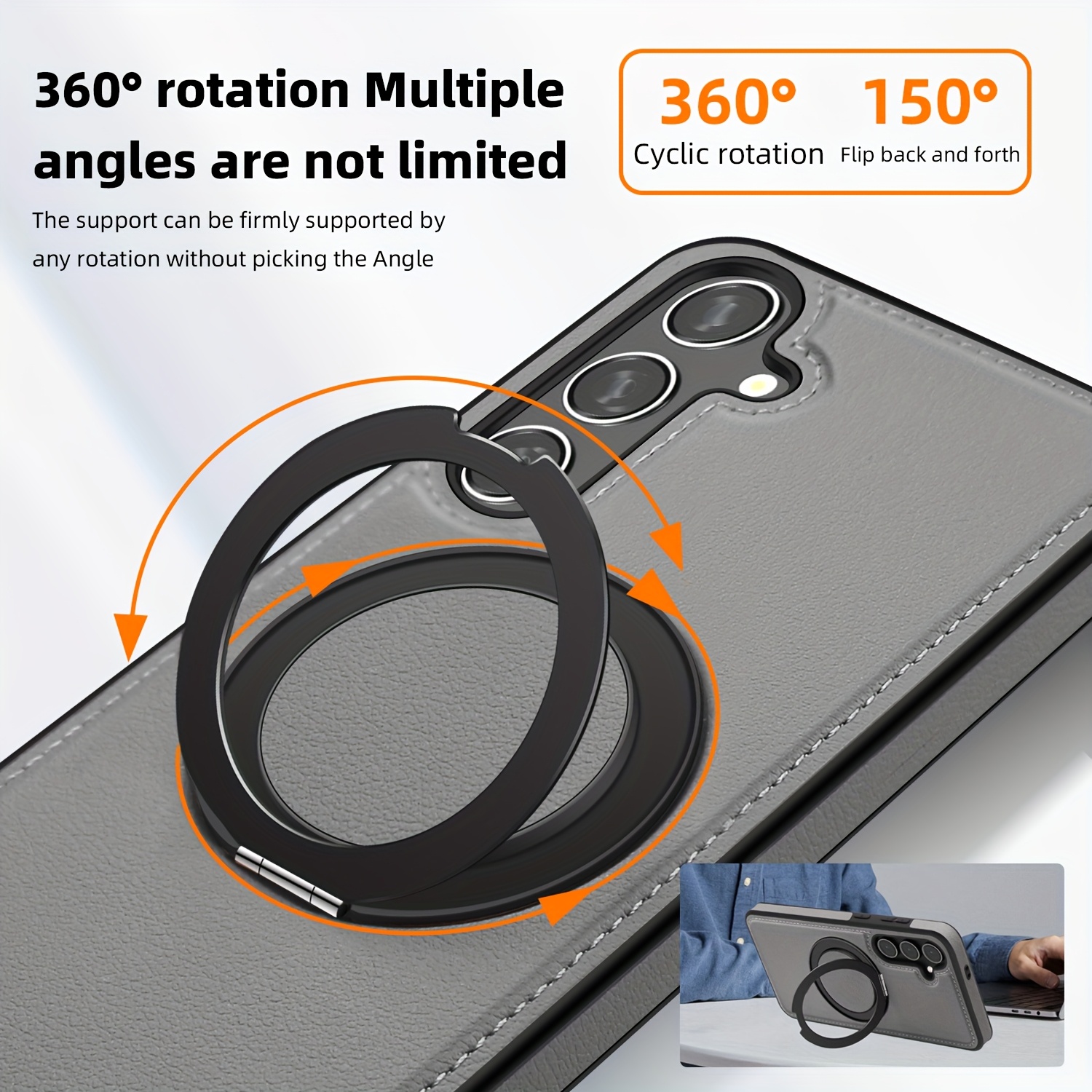 TEMU Phone Case - Suitable For Galaxy S25 Ultra Phone Case New S25  360° Magnetic Rotation Bracket Frosted S24 Protective Cover Full Coverage