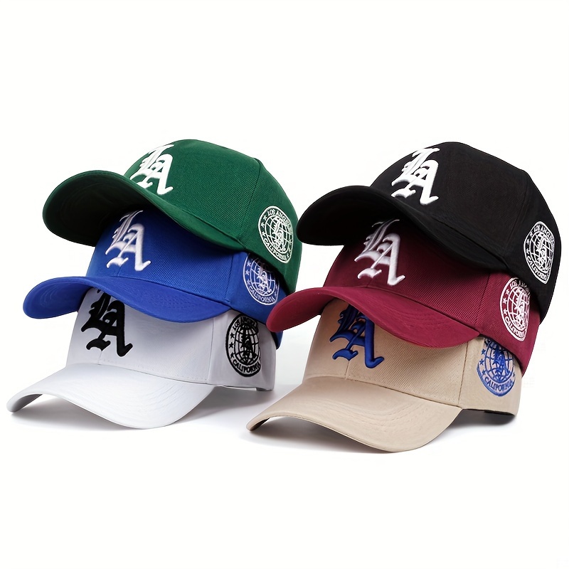 

La Alphabet Embroidery Casual Baseball Cap Unisex Acrylic Snapback Hat Lightweight Adjustable - Hand Wash/ Only