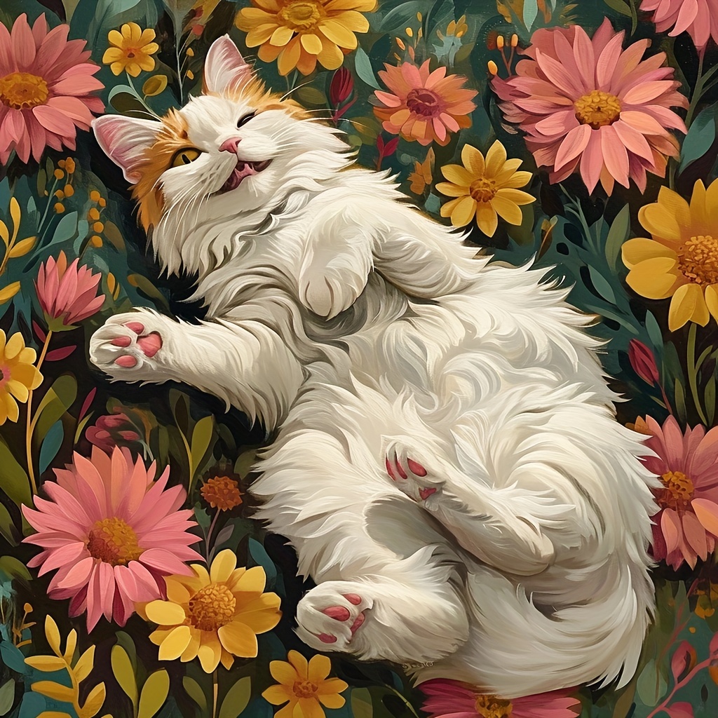 

1pc Large Size 40x40cm/15.7x15.7in Without Frame Diy 5d Artificial Diamond Art Painting Lovely Cat, Full Rhinestone Painting, Diamond Art Embroidery Kits, Handmade Home Room Office Wall Decor