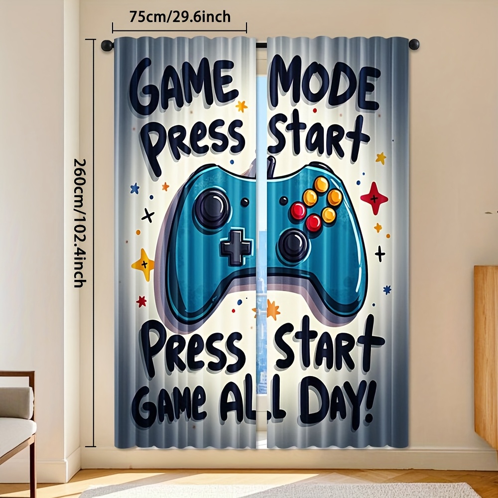 TEMU Set Tende Vivaci per Controller di Gioco - Design " Modalit� Gioco", Facile da Appendere, Poliestere Resistente, Eleganti Trattamenti Finestra