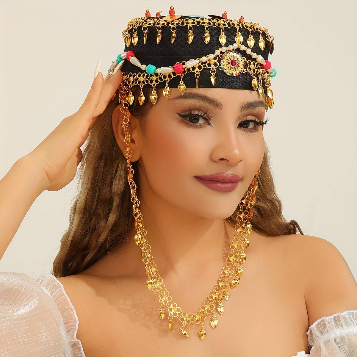 women's bohemian leather headband turquoise golden Temu New Zealand