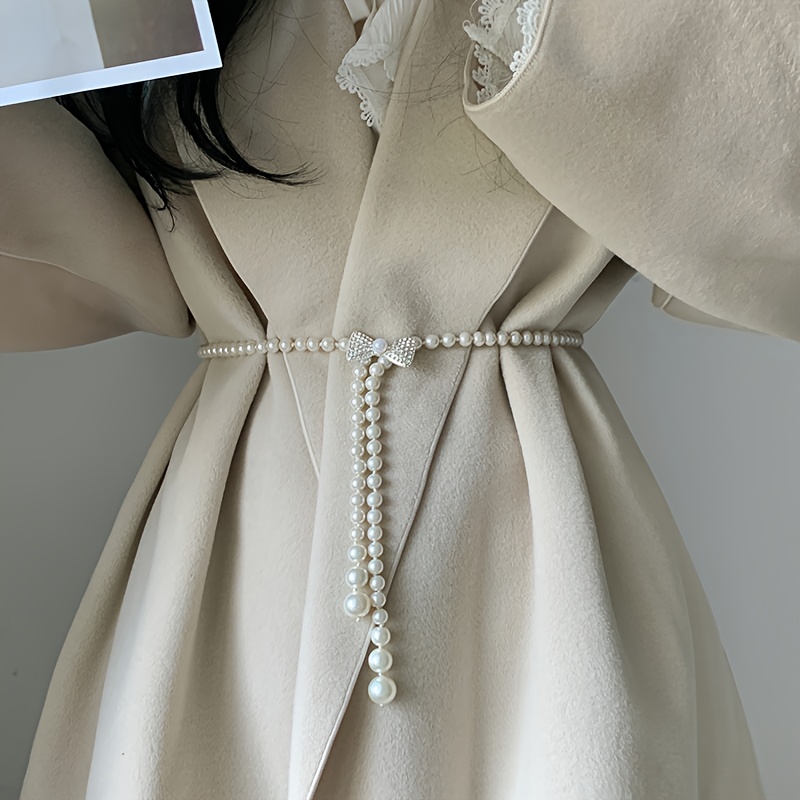 

1 Piece Of Ladies' Waist Chain With -shaped And Pearls